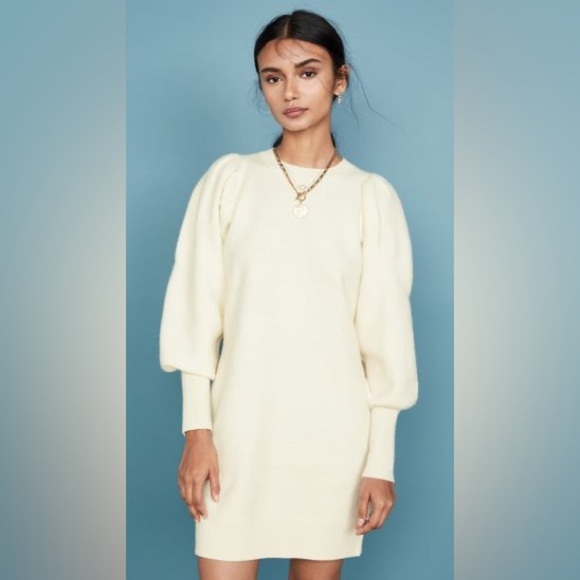 Ulla Johnson natural beige Viviana merino wool puff sleeve sweater dress - Small - Picture 6 of 10